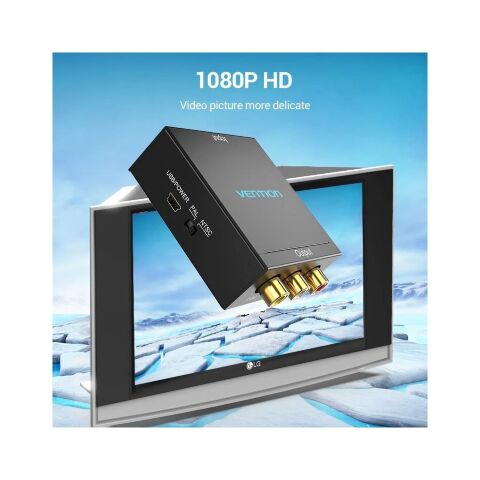 Конвертор HDMI to RCA Metal Type black Vention (AEEB0) - Контроллеры и конверторы  - Контроллеры и конверторы 