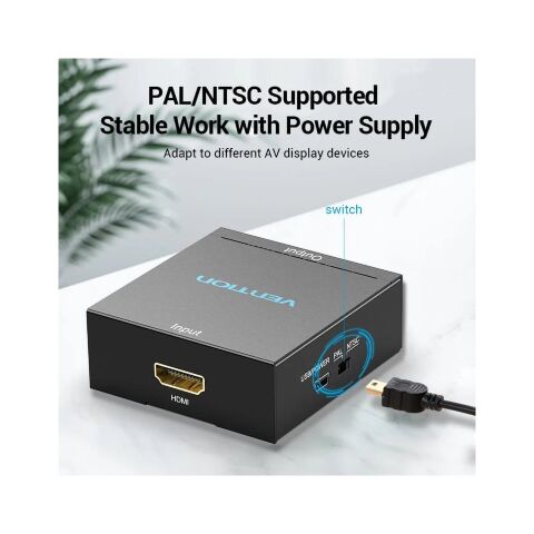 Конвертор HDMI to RCA Metal Type black Vention (AEEB0) - Контроллеры и конверторы  - Контроллеры и конверторы 