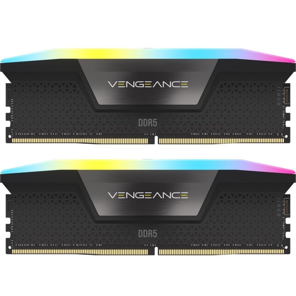 Модуль памяти для компьютера DDR5 48GB (2x24GB) 5200 MHz Vengeance RGB Black Corsair (CMH48GX5M2B5200C38)
