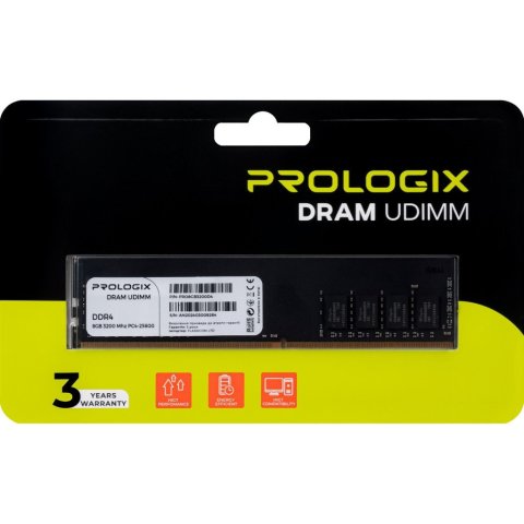 Модуль памяти для компьютера DDR4 8GB 3200 MHz Prologix (PRO8GB3200D4) - Нулевой остаток (Feed)  - Нулевой остаток (Feed) 