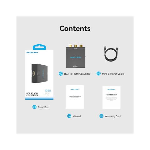 Конвертор RCA to HDMI black Vention (AEFB0) - Контроллеры и конверторы  - Контроллеры и конверторы 