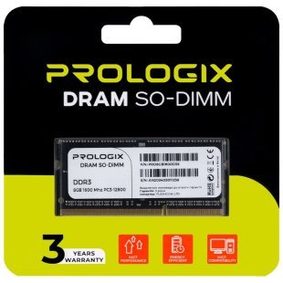 Модуль памяти для ноутбука SoDIMM DDR3 8GB 1600 MHz Prologix (PRO8GB1600D3S)