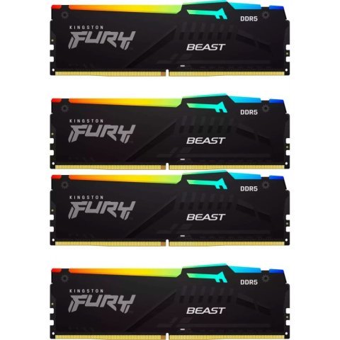 Модуль памяти для компьютера DDR5 128GB (4x32GB) 5600 MHz Beast RGB XMP Kingston Fury (ex.HyperX) (KF556C40BBAK4-128) - Нулевой остаток (Feed)  - Нулевой остаток (Feed)