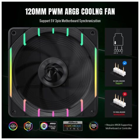 Кулер для корпуса Gamemax Tornado T12 ARGB - Вентиляторы к корпусам  - Вентиляторы к корпусам 