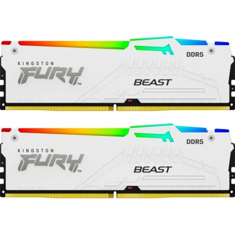 Модуль памяти для компьютера DDR5 64GB (2x32GB) 5600 MHz FURY Beast White RGB Kingston Fury (ex.HyperX) (KF556C40BWAK2-64) - Нулевой остаток (Feed) - Нулевой остаток (Feed)