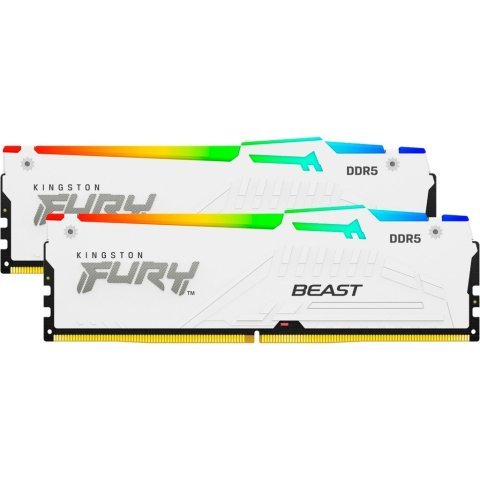 Модуль памяти для компьютера DDR5 64GB (2x32GB) 5600 MHz FURY Beast White RGB Kingston Fury (ex.HyperX) (KF556C40BWAK2-64) - Нулевой остаток (Feed) - Нулевой остаток (Feed)