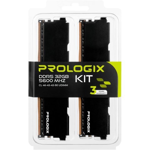 Модуль памяти для компьютера DDR5 32GB (2x16GB) 5600 MHz Black Prologix (PRO32GB5600B5K) - Нулевой остаток (Feed)  - Нулевой остаток (Feed)