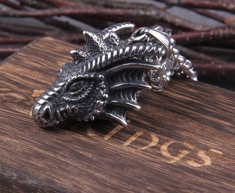 Медальон Game of Thrones Dragon Skull Targaryen Игра Престолов Дом Дракона + деревяный бокс -   -  