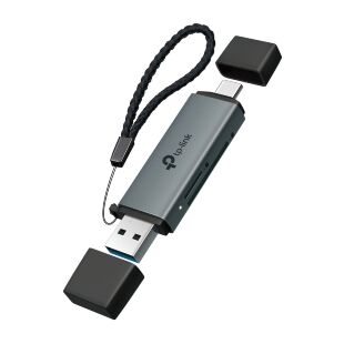 Считыватель флеш-карт TP-Link USB-C + USB 2.0 SD + TF silver (UA430D)