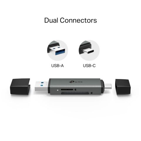 Считыватель флеш-карт TP-Link USB-C + USB 2.0 SD + TF silver (UA430D) - Нулевой остаток (Feed)  - Нулевой остаток (Feed) 