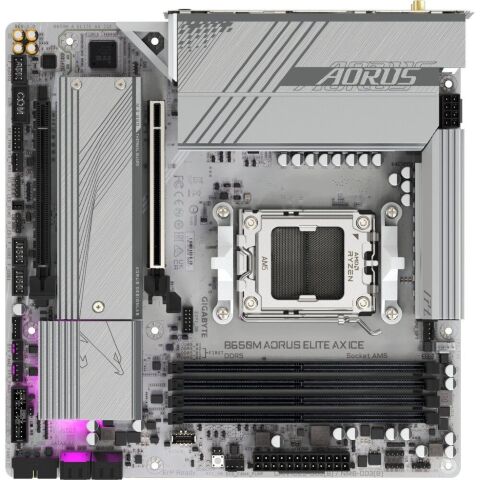 Материнская плата GIGABYTE B650M AORUS ELITE AX ICE (B650M A ELITE AX ICE) - Системные (материнские) платы  - Системные (материнские) платы 