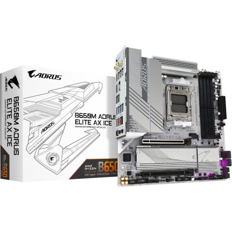 Материнская плата GIGABYTE B650M AORUS ELITE AX ICE (B650M A ELITE AX ICE) - Системные (материнские) платы  - Системные (материнские) платы 