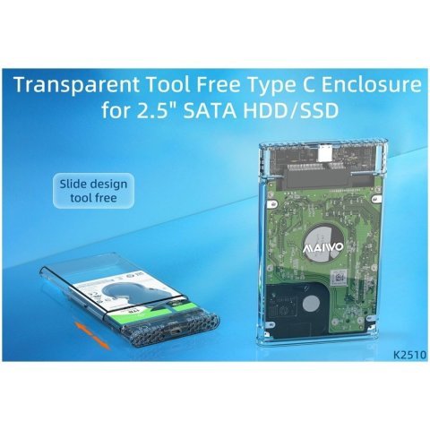 Карман внешний Maiwo 2.5" SATA/SSD HDD - USB3.1 Gen1 Type-C (K2510) - Нулевой остаток (Feed)  - Нулевой остаток (Feed) 