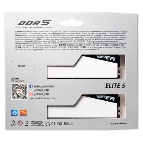 Модуль памяти для компьютера DDR5 32GB (2x16GB) 5600 MHz Viper Elite 5 Patriot (VEB532G5636KW) - Нулевой остаток (Feed)  - Нулевой остаток (Feed) 