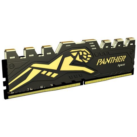 Модуль памяти для компьютера DDR4 8GB 3200 MHz Panther Black/Gold Apacer (AH4U08G32C28Y7GAA-1) - Нулевой остаток (Feed)  - Нулевой остаток (Feed)