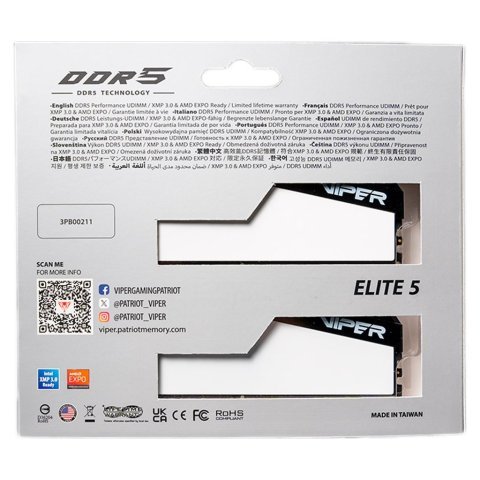 Модуль памяти для компьютера DDR5 32GB (2x16GB) 6000 MHz Viper Elite 5 Patriot (VEB532G6030KW) - Нулевой остаток (Feed)  - Нулевой остаток (Feed) 