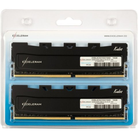 Модуль памяти для компьютера DDR4 16GB (2x8GB) 3200 MHz Kudos Black eXceleram (EKBLACK4163216AD) - Нулевой остаток (Feed)  - Нулевой остаток (Feed)