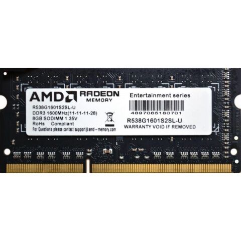 Модуль памяти для ноутбука SoDIMM DDR3L 8GB 1600 MHz AMD (R538G1601S2SL-U) - Модули памяти к ноутбукам  - Модули памяти к ноутбукам 