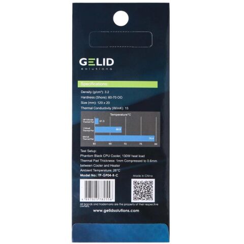 Термопрокладка Gelid Solutions GP-Ultimate Thermal Pad 120x20x1.5 mm (TP-GP04-R-C) - Акссесуары к системам охлаждения  - Акссесуары к системам охлаждения 