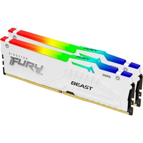 Модуль памяти для компьютера DDR5 64GB (2x32GB) 5200 MHz FURY Beast White RGB Kingston Fury (ex.HyperX) (KF552C40BWAK2-64) - Нулевой остаток (Feed)  - Нулевой остаток (Feed) 