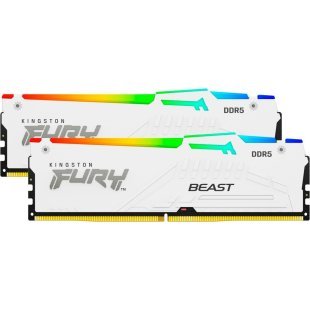 Модуль памяти для компьютера DDR5 64GB (2x32GB) 5200 MHz FURY Beast White RGB Kingston Fury (ex.HyperX) (KF552C40BWAK2-64)
