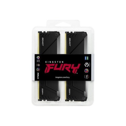 Модуль памяти для компьютера DDR4 64GB (2x32GB) 3200 MHz Beast RGB Black Kingston Fury (ex.HyperX) (KF432C16BB2AK2/64) - Нулевой остаток (Feed)  - Нулевой остаток (Feed)