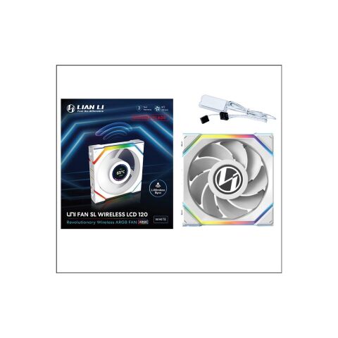 Кулер для корпуса Lian Li Uni Fan SL WIRELESS LCD Reverse, 120-1 (G99.12RSLLCD1W1W.00) - Вентиляторы к корпусам  - Вентиляторы к корпусам 