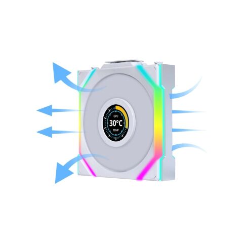 Кулер для корпуса Lian Li Uni Fan SL WIRELESS LCD Reverse, 120-1 (G99.12RSLLCD1W1W.00) - Вентиляторы к корпусам  - Вентиляторы к корпусам 