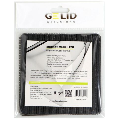 Пылевой фильтр для ПК Gelid Solutions MAGNET MESH DUST FILTER 120 3pcs (SL-Dust-03) - Акссесуары к системам охлаждения  - Акссесуары к системам охлаждения 