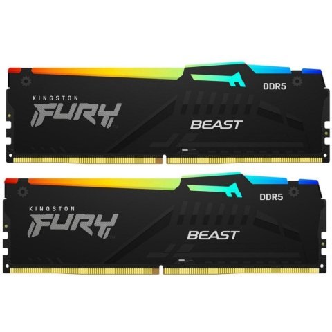 Модуль памяти для компьютера DDR5 16GB (2x8GB) 5600 MHz Beast RGB Kingston Fury (ex.HyperX) (KF556C40BBAK2-16) - Нулевой остаток (Feed)  - Нулевой остаток (Feed)