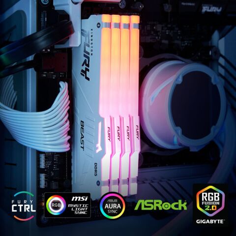 Модуль памяти для компьютера DDR5 32GB 6000 MHz Beast AM5 RGB White Kingston Fury (ex.HyperX) (KF560C36BWEA-32) - Модули памяти для компьютера  - Модули памяти для компьютера 
