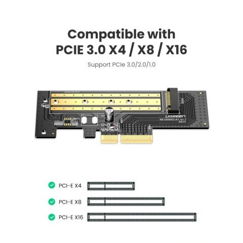 Контроллер Ugreen PCI-E 3.0 for SSD M.2 (NVMe) x4 CM302 (70503) - Нулевой остаток (Feed)  - Нулевой остаток (Feed) 