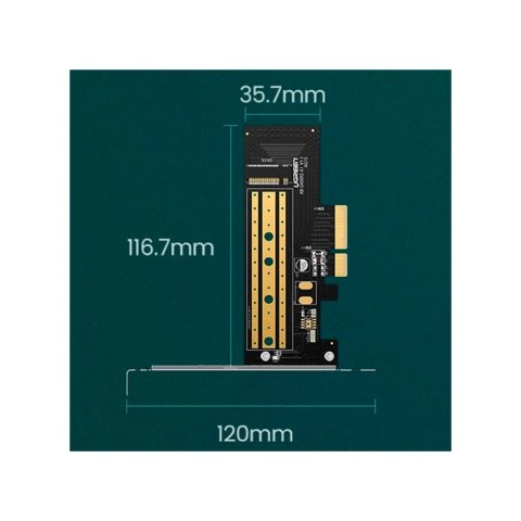 Контроллер Ugreen PCI-E 3.0 for SSD M.2 (NVMe) x4 CM302 (70503) - Нулевой остаток (Feed)  - Нулевой остаток (Feed) 