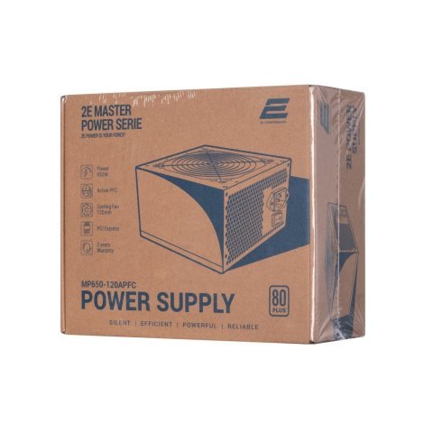 Блок питания 2E MASTER POWER (650W), >80, 80+ White, 120mm, 1xMB 24pin(20+4), 1xCPU 8pin(4+4), 3xMolex, 5xSATA, (2E-MP650-120APFC) - Нулевой остаток (Feed)  - Нулевой остаток (Feed) 