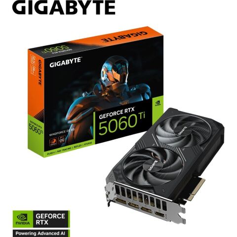 Видеокарта GIGABYTE GeForce RTX5060Ti 8Gb WINDFORCE OC (GV-N506TWF2OC-8GD) - Видеокарты  - Видеокарты 