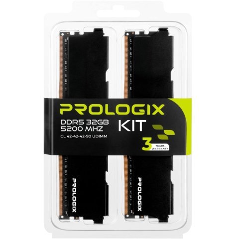 Модуль памяти для компьютера DDR5 32GB (2x16GB) 5200 MHz Black Prologix (PRO32GB5200B5K) - Нулевой остаток (Feed)  - Нулевой остаток (Feed)