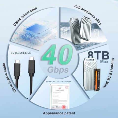 Карман внешний Maiwo M.2 SSD NVMe 2280 ч-з USB4.0 Type-C 40Gbps (K1695) - Аксессуары к HDD  - Аксессуары к HDD 