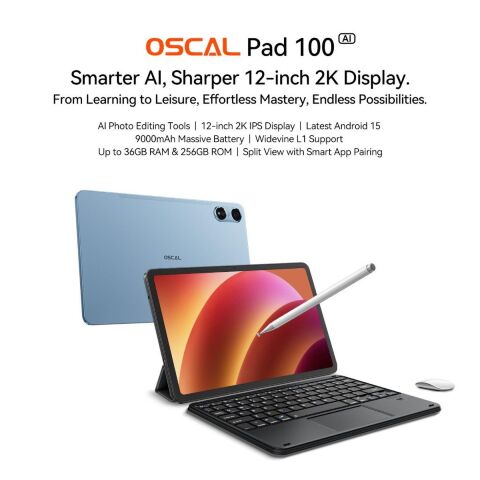 Планшет Oscal Pad 100 12.0" 6/256GB 4G (LTE) Sky Blue (6931548326335) - Нулевой остаток (Feed)  - Нулевой остаток (Feed) 
