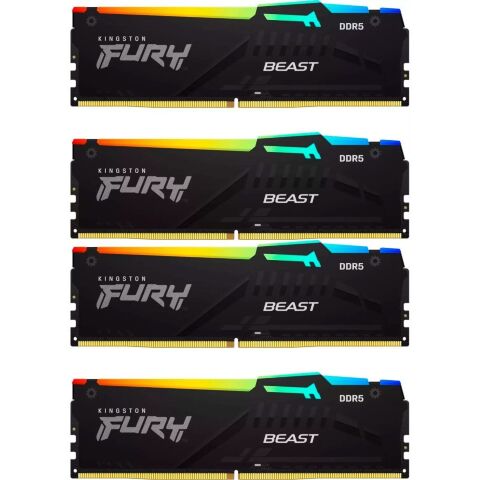 Модуль памяти для компьютера DDR5 128GB (4x32GB) 5600 MHz Beast RGB XMP Kingston Fury (ex.HyperX) (KF556C40BBAK4-128) - Модули памяти для компьютера  - Модули памяти для компьютера 