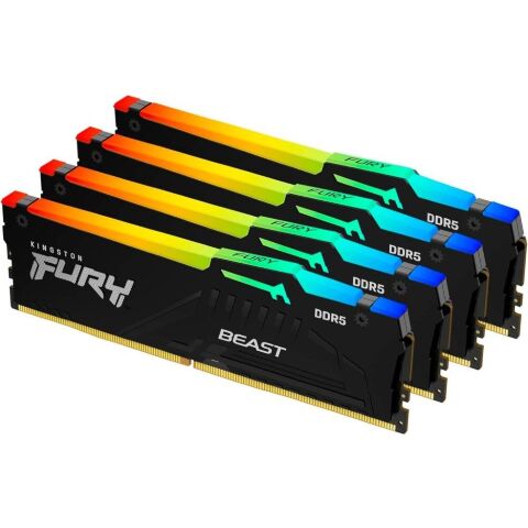 Модуль памяти для компьютера DDR5 128GB (4x32GB) 5600 MHz Beast RGB XMP Kingston Fury (ex.HyperX) (KF556C40BBAK4-128) - Модули памяти для компьютера  - Модули памяти для компьютера 