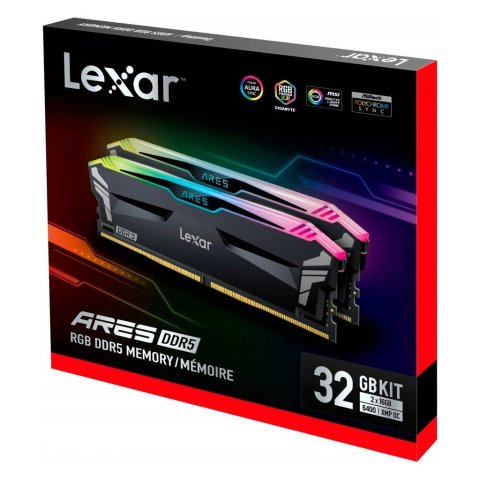 Модуль памяти для компьютера DDR5 32GB (2x16GB) 6000 MHz Ares RGB Black Lexar (LD5BU016G-R6000GDLA) - Нулевой остаток (Feed)  - Нулевой остаток (Feed)