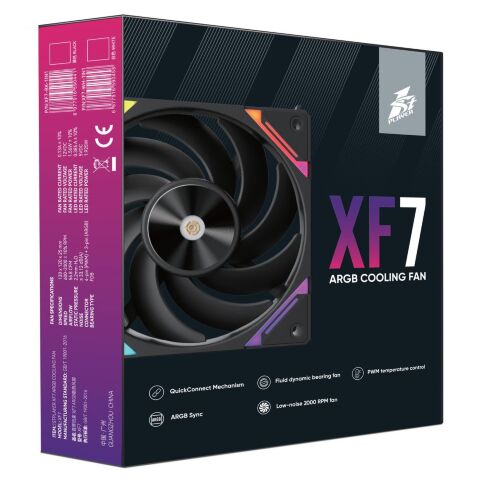 Кулер для корпуса 1stPlayer XF7 Black (XF7-BK-1IN1) - Вентиляторы к корпусам  - Вентиляторы к корпусам 