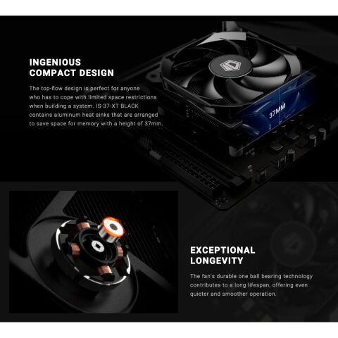 Кулер для процессора ID-Cooling IS-37-XT Black - Нулевой остаток (Feed)  - Нулевой остаток (Feed) 