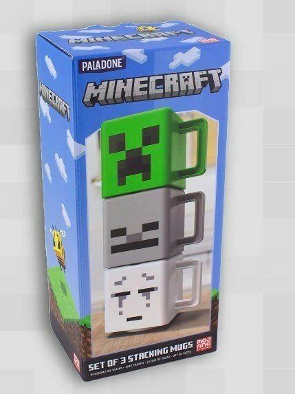 Набор 3 чашек Minecraft Stacking Coffee Mugs Creeper Skeleton and Ghast кружки Майнкрафт 250 мл -   -
