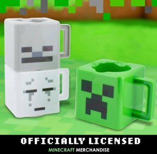 Набор 3 чашек Minecraft Stacking Coffee Mugs Creeper Skeleton and Ghast кружки Майнкрафт 250 мл