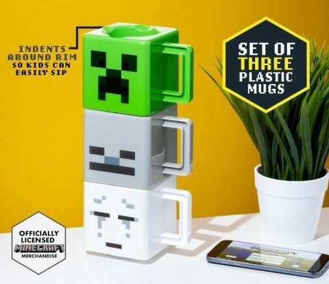 Набор 3 чашек Minecraft Stacking Coffee Mugs Creeper Skeleton and Ghast кружки Майнкрафт 250 мл -   -