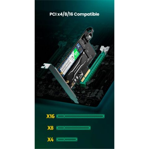 Контроллер Ugreen PCI-E 3.0 for SSD M.2 NVMe + M.2 NGFF CM302 (70504) - Контроллеры ExpressCard  - Контроллеры ExpressCard 