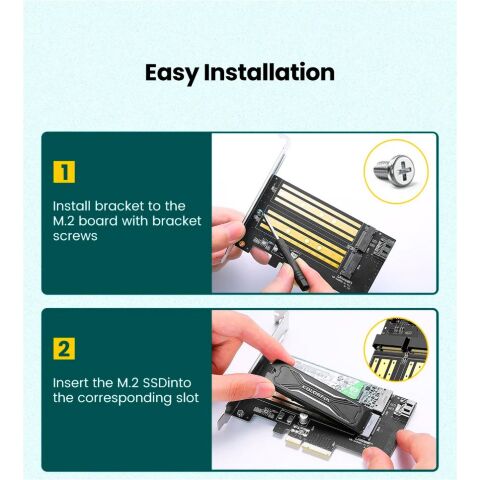 Контроллер Ugreen PCI-E 3.0 for SSD M.2 NVMe + M.2 NGFF CM302 (70504) - Контроллеры ExpressCard  - Контроллеры ExpressCard 