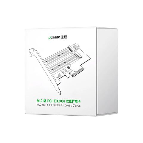 Контроллер Ugreen PCI-E 3.0 for SSD M.2 NVMe + M.2 NGFF CM302 (70504) - Контроллеры ExpressCard  - Контроллеры ExpressCard 