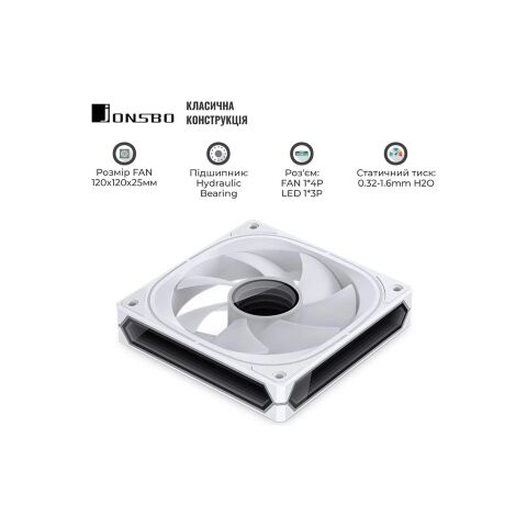 Кулер для корпуса JONSBO FR-505W ARGB White - Вентиляторы к корпусам  - Вентиляторы к корпусам 